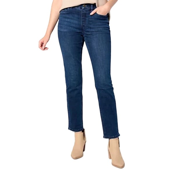 Denim&Co Denim - Denim & Co. Easy Stretch PLUS SIZE Slim-Straight Jeans DEEP INDIGO NWOT SIZE 24W